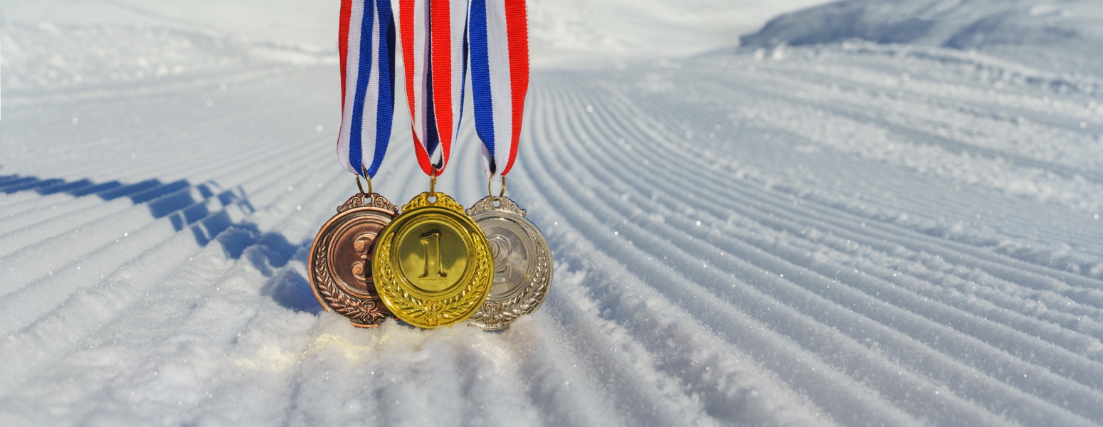 A picture of the Olympic medals