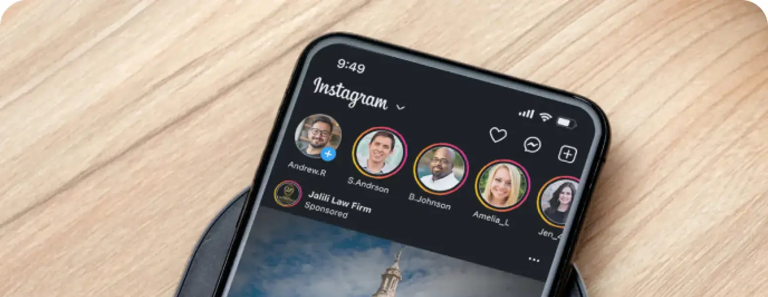 Criminal defense social post on an iphone screen