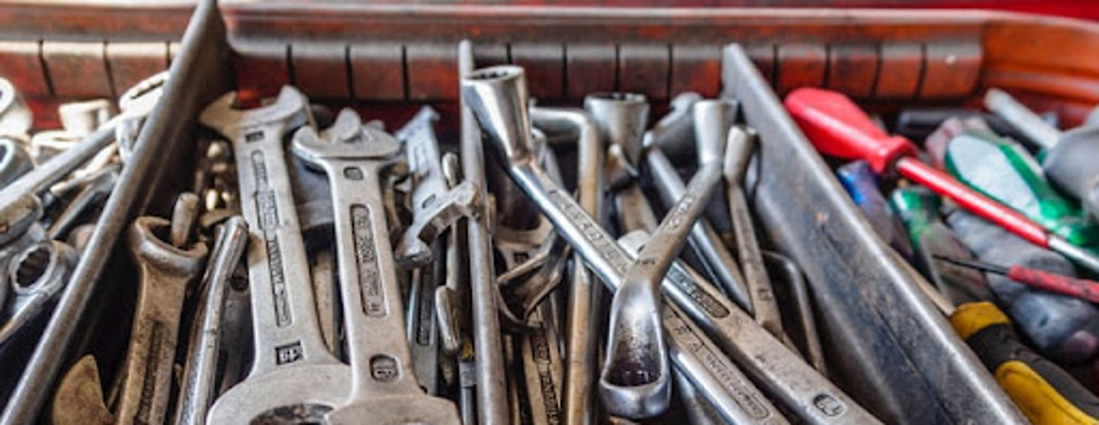 Plumbing tools in toolbox