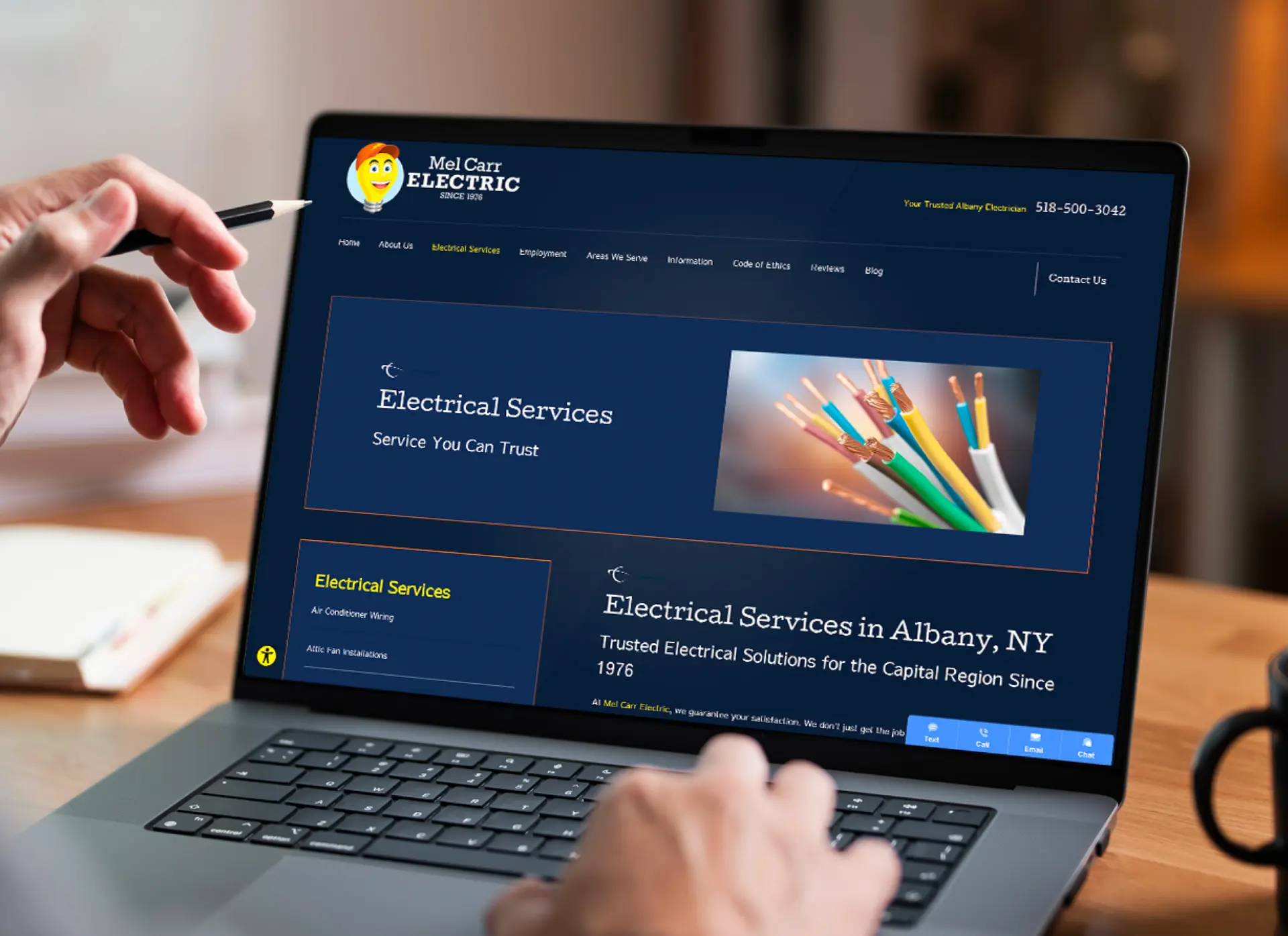 Mel Carr Electric website services page