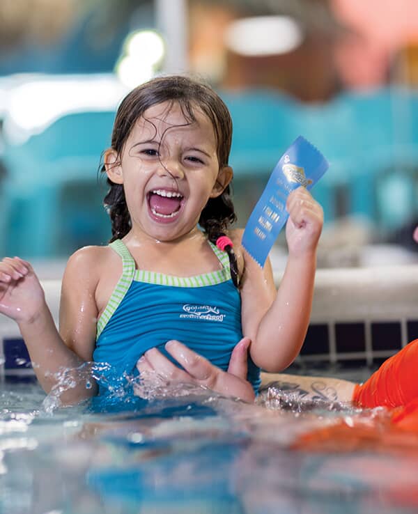 Happy child in pool