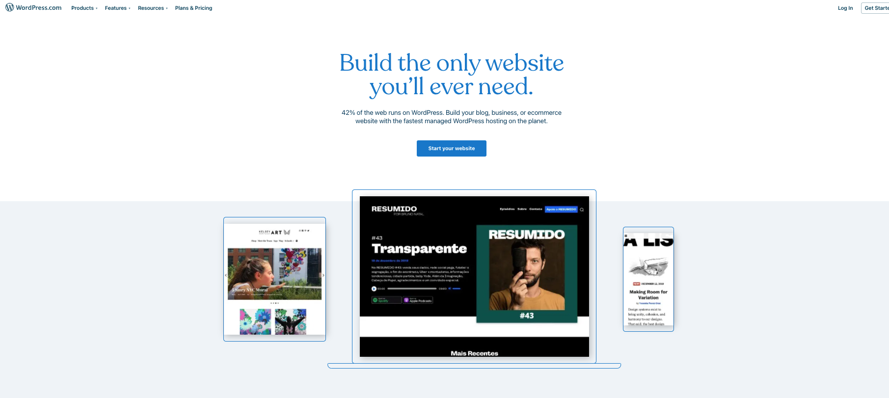 WordPress homepage