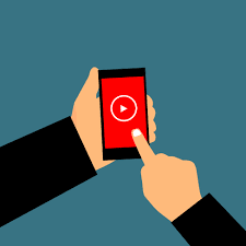 animated graphic of hands holding mobile phone