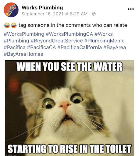 Works Plumbing social media post example