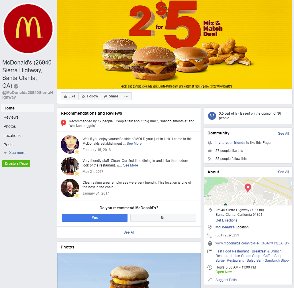 McDonald's Facebook.