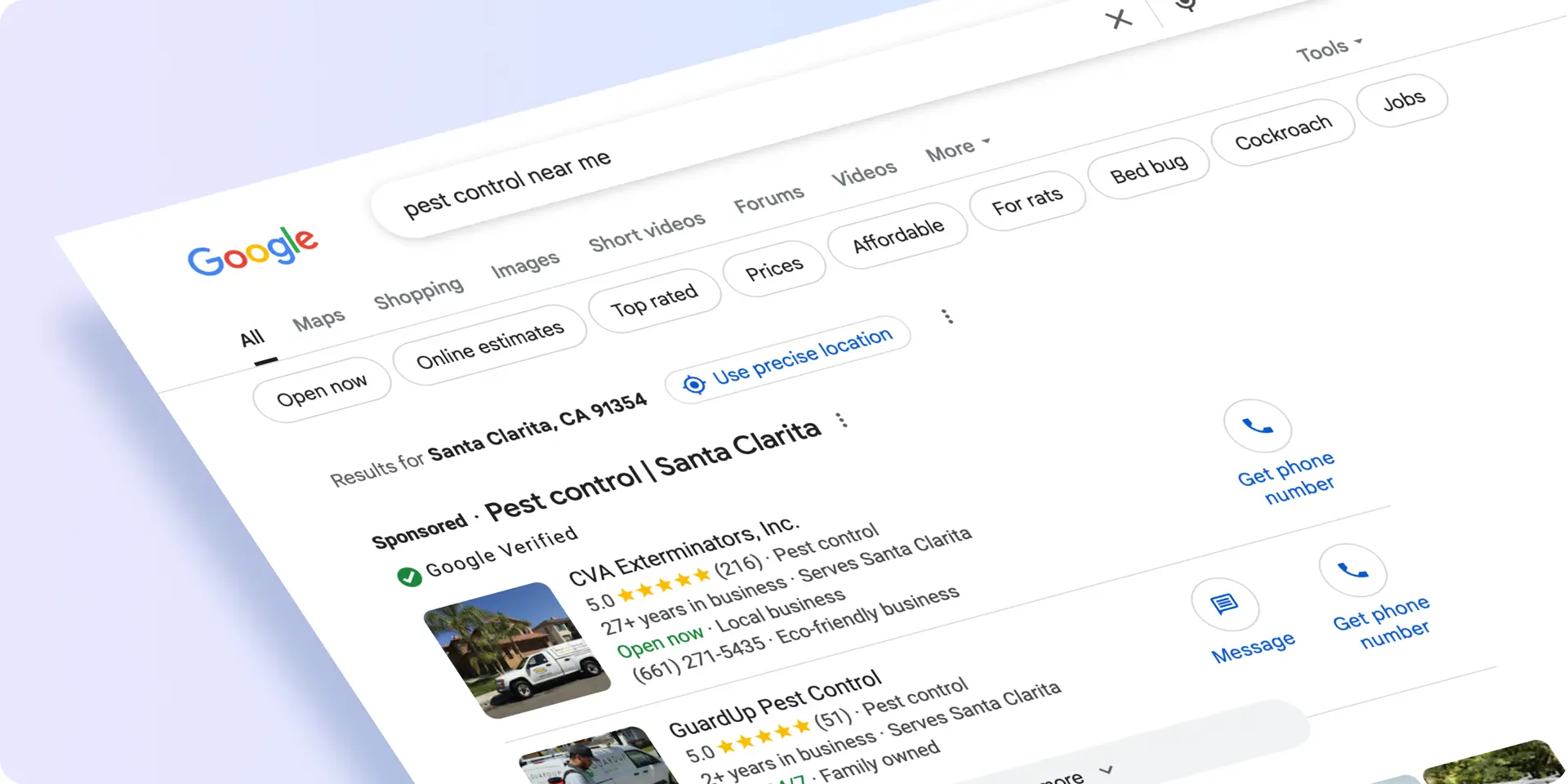 Google pest control LSA